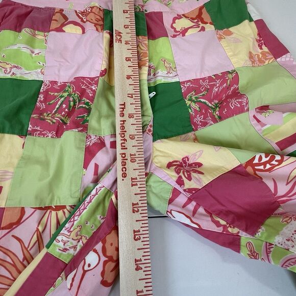 Vtg. White Label Lilly Pulitzer Capri Pants Size 6 Resort Patch Beach Palm Trees - Picture 9 of 12